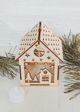 Новорічний  будиночок з led підсвіткою. дерев'яний будиночок з...