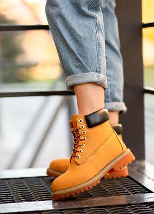 Ботинки timberland рыжие с мехом8 фото