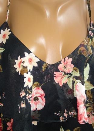 Шифоновая блуза в цветочный принт с открытыми плечами #6#3 фото