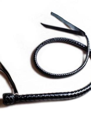 Плеть с рукоятью, натуральная кожа, цвет черный, длина - 120 см