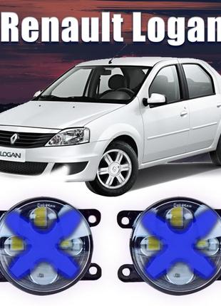 Птф renault logan фары в бампер с линзами + синий габарит дхо противотуманки led. супер качество 90 ватт!
