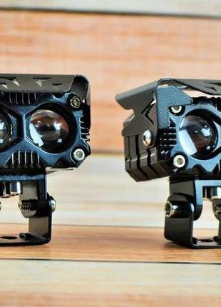 Додаткові світлодіодні фари 80w, комплект (2шт), лінзи на два режими ближній жовтий + далекий білий