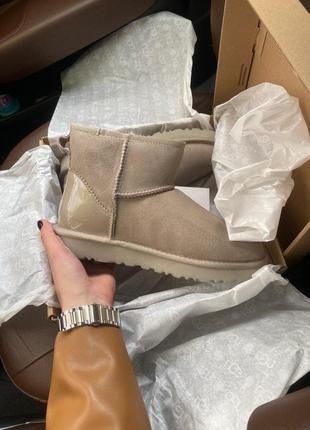 Женские ugg classic ii mini goat ash в сером цвете с овчиной