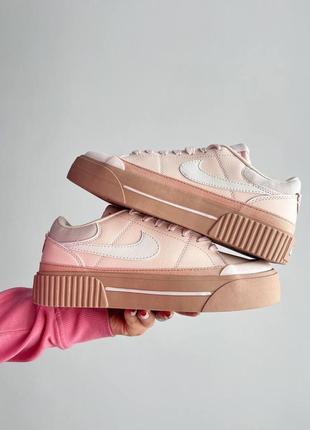 Женские кроссовкт розовые nike wmns court legacy lift 'light soft pink'5 фото