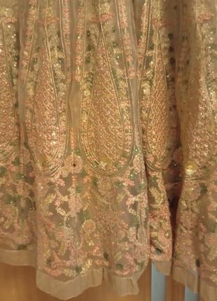Нежное, чудесное платье с вышивкой и шаль, комплект, индийский наряд5 фото