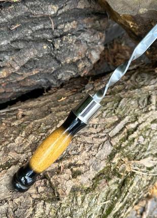 Шампур із дерев'яною ручкою 630х10х3мм двокольоровий2 фото