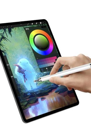 Универсальный емкостный стилус - ручка 2 в 1 touch pen белый для телефона планшета сенсорного экрана10 фото