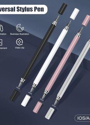 Універсальний ємнісний стілус - ручка 2 в 1 touch pen білий для планшета сенсорного екрану6 фото