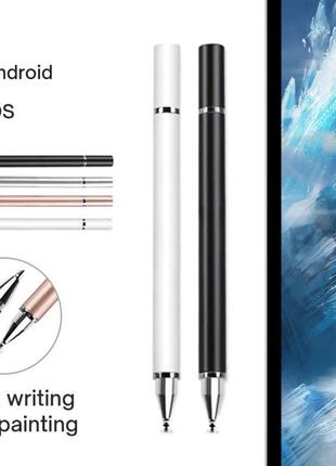 Універсальний ємнісний стілус - ручка 2 в 1 touch pen білий для планшета сенсорного екрану9 фото