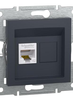 Розетка комп'ютерна антрацит, пластик schneider electric asfor...