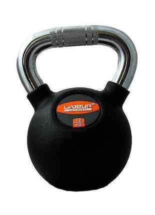 Гиря liveup rubber kettel dumbell чорний 12кг (ls2044-12)