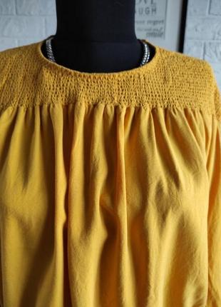 Блузка сорочка топ гумка uniqlo гірчичний помаранчевий 🍊 жовтий,ліоцел,xs,s,m5 фото