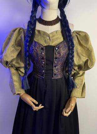 Австрия винтажный длинный сарафан платье макси корсет этно стиль одежда к украинскому строю готический сарафан готический стиль9 фото