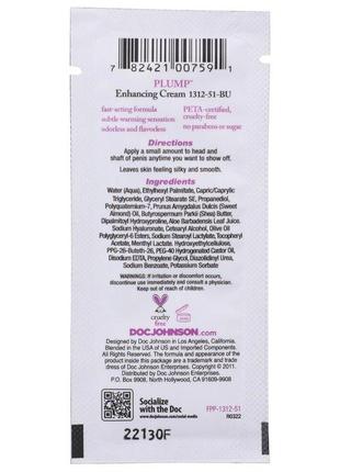 Крем для увеличения члена doc johnson plump - enhancing cream for men (7 г)