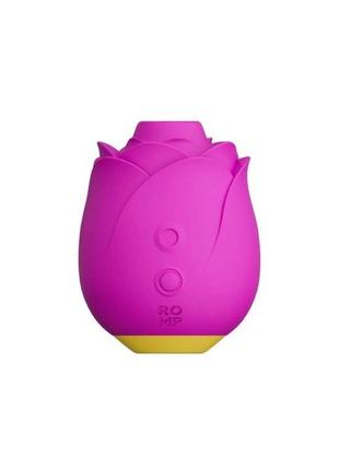 Шикарный вакуумный клиторальный стимулятор romp rose pink, в виде розы