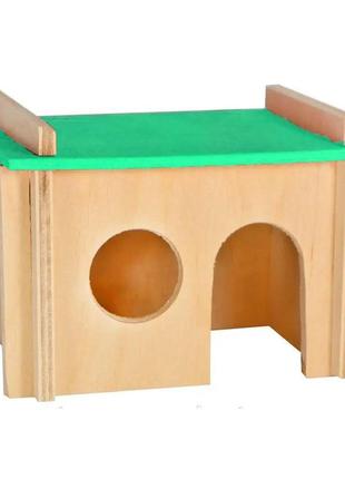 Деревянный домик для мелких грызунов (лори), зеленый1 фото