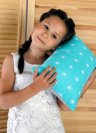 Подушка дитяча — прямокутна колір м'ята/сірий