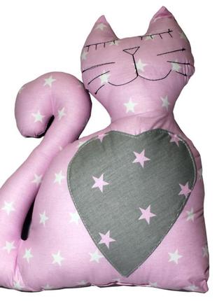 Подушка -іграшка котик колір рожевий /сірий