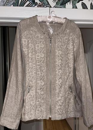 Вишуканий жакет, куртка canada 100% льон батал