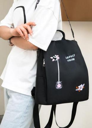 Рюкзак- сумка антизлодій lovely з вишивкою квіточок, рюкзак жі...1 фото