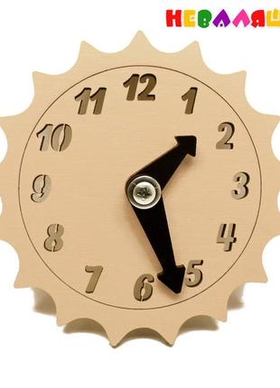Заготівля для бизиборда годинники сонечко 10 см сонце зі стрілками дерев'яна годинник для бізіборда