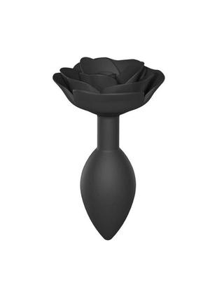 Силіконовий анальний штекер love to love open roses l size - black onyx}
