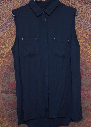 Синя шифонова блуза сорочка без рукава