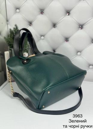 Женская стильная и качественная сумка из искусственной кожи зеленая6 фото
