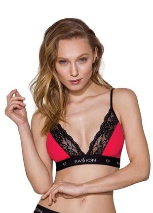 Эластичный топ с кружевом passion ps001 top red-black, size s