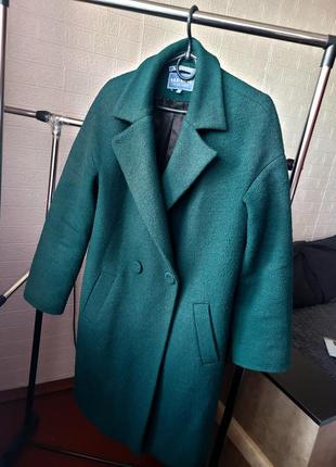 Ізумрудне шерстяне пальто1 фото