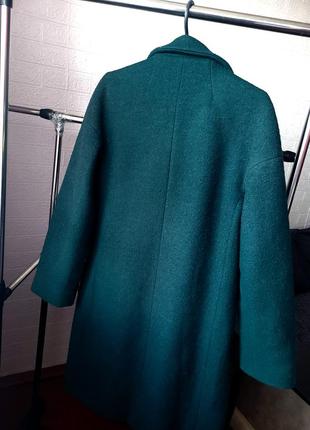 Изумрудное шерстяное пальто3 фото