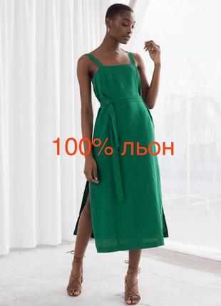 Платье платье сарафан льняное льняное лен 100% длины миди1 фото