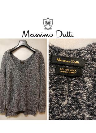 Massimo dutti плетений светр вовняний джемпер теплий пуловер меланж