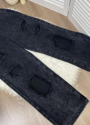 Джинси палаццо, широкі джинси з рваностями2 фото