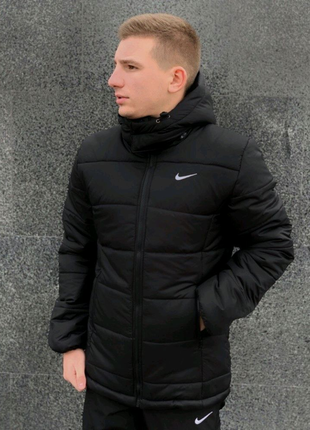 Зимняя куртка nike "европейка" черный6 фото