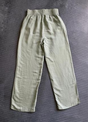 Штани прямі палаццо лляні льон брюки широкі повної довжини8 фото