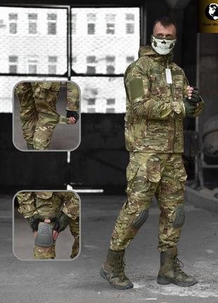 Тактичний костюм мультикам з манжети на хлястиках демісезонний костюм ріп стоп з наколінниками