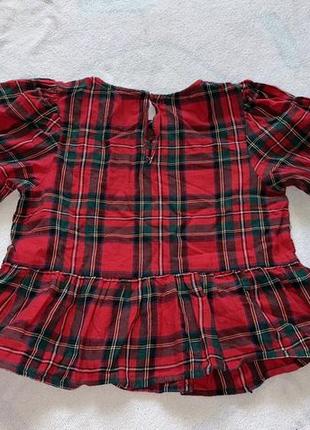Блуза рубашка топ кофта для девочки в клетку h&amp;m с баской2 фото
