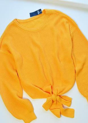 Hollister желтый джемпер свитер с завязками спереди1 фото