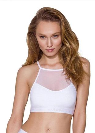 Спортивный топ с прозрачной вставкой passion ps006 top s, white