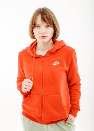 Женская толстовка nike club hoodie std красный s (7ddq5471-657 s)1 фото