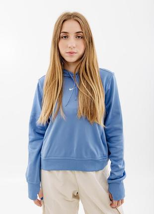 Жіноче худі nike one tf po hoodie lbr блакитне l (7dfb5210-450 l)1 фото