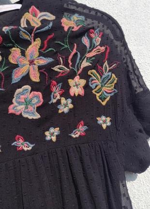Красиве чорне плаття ромпер із квітковою вишивкою zara5 фото