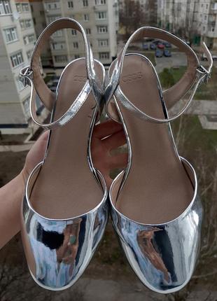 Asos silver дзеркальні туфлі мюли босоніжки2 фото