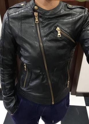 Mango genuine leather куртка-косуха з шкіри теляти3 фото