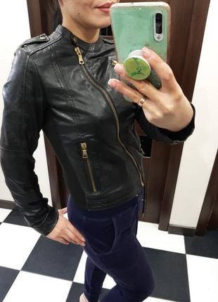 Mango genuine leather куртка-косуха з шкіри теляти4 фото