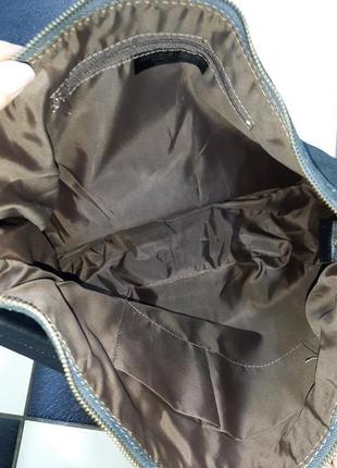 Genuine leather сіра велика замшева сумка3 фото