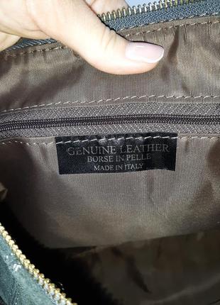 Genuine leather сіра велика замшева сумка4 фото