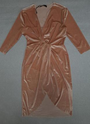 Оксамитове плаття міді з довгим рукавом zara2 фото