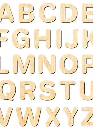 Заготовка для бизиборда английский алфавит фанера (без подложки) набор деревянные буквы 4 см абетка латиница1 фото